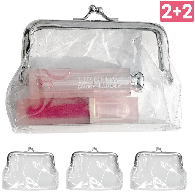 푸꾸푸꾸 투명 동전 지갑 립스틱 동전 화장품 파우치, 투명파우치, 4개