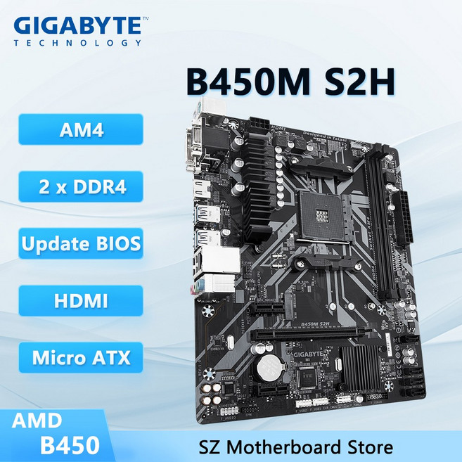 기가바이트 B450M S2H HDMI 5800X3D DDR4 5900X AM4 5950X B450 5600X 메모리 RYZEN CPU 마더보드 호환 ATX