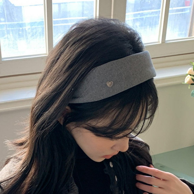 블루씨티 러브잇 하트 무지 와이드 넓은 머리띠