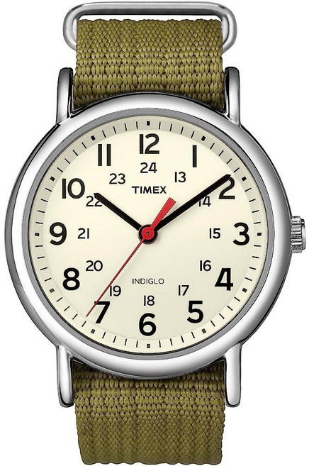 Timex Weekender 아날로그 베이지 다이얼 남여 공용 시계 - T2N651