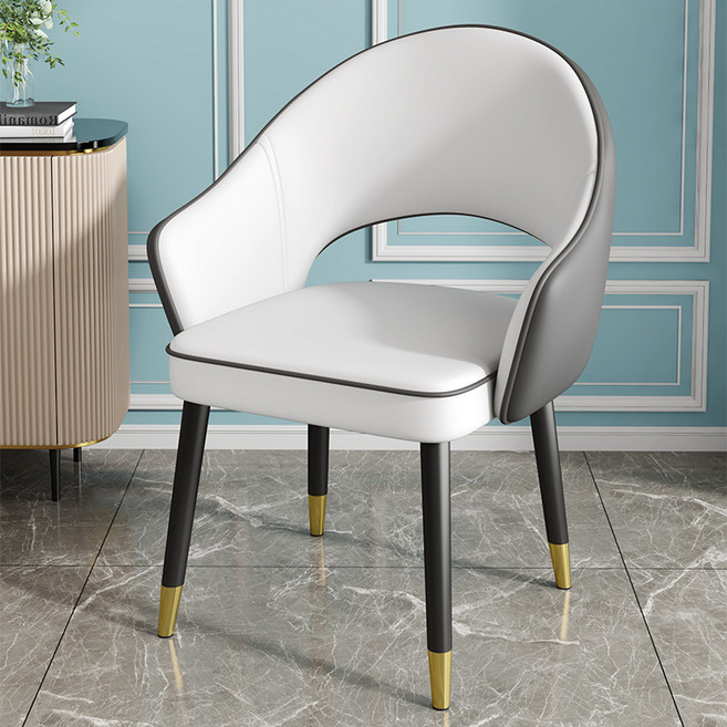 ANYOU 고급 모던 북유럽 식탁 투톤 편안 력셔리 인테리어 등받이 체어 휴게실 비즈니스 의자, 2개, 그레이 + 화이트