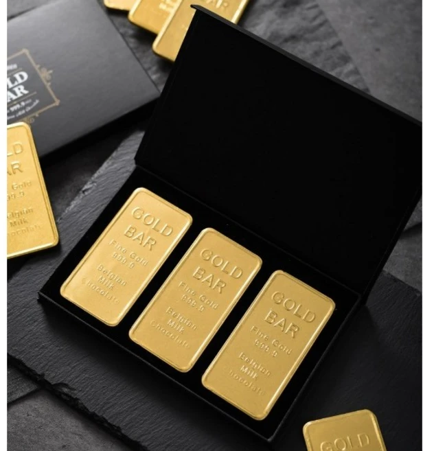 부자되세요 벨기에 순금 장식 골드바 초콜릿 스승의날 부모님 선물, 1세트, 84ml - 쿠팡