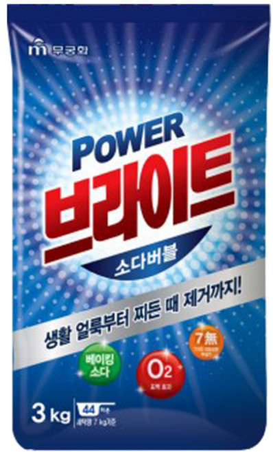 브라이트 파워 소다버블 분말세제, 3kg, 1개