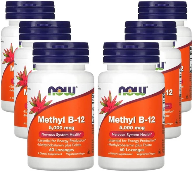나우푸드 메틸 B-12 5 000mcg 60로렌지, 6개, 60정 - 쿠팡