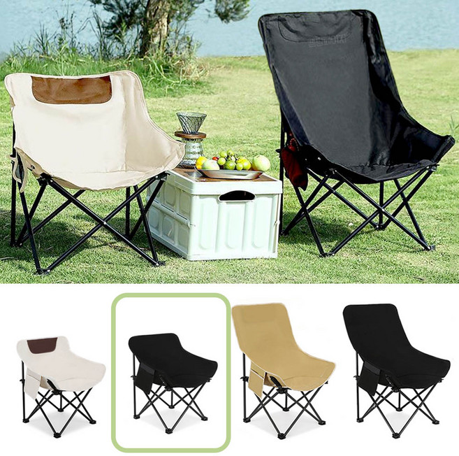 캠핑페이지 접이식 경량 등받이 캠핑 의자, 1개, M-스모크블랙