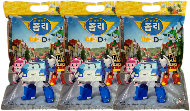 로보카폴리 키즈 비타민D플러스 캔디 아기 유아 어린이 사탕, 1000정, 3개