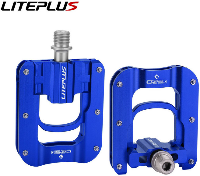 LITEPLUS K620 鋁合金自行車折疊踏板, 1個, 3培林折叠脚踏蓝色, 藍色