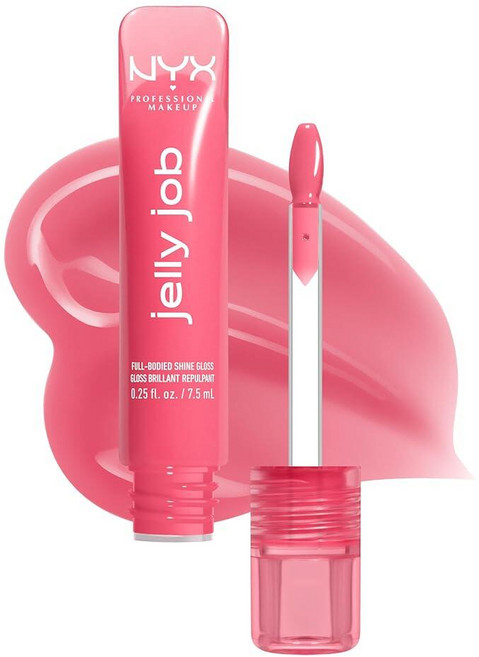NYX PROFESSIONAL MAKEUP Jelly Job 립글로스 풀 바디 스무딩 하이퍼글로시 샤인 립 틴트 글로스 - 젤리 블러싱 (페일 핑크), 07 젤리 블러싱