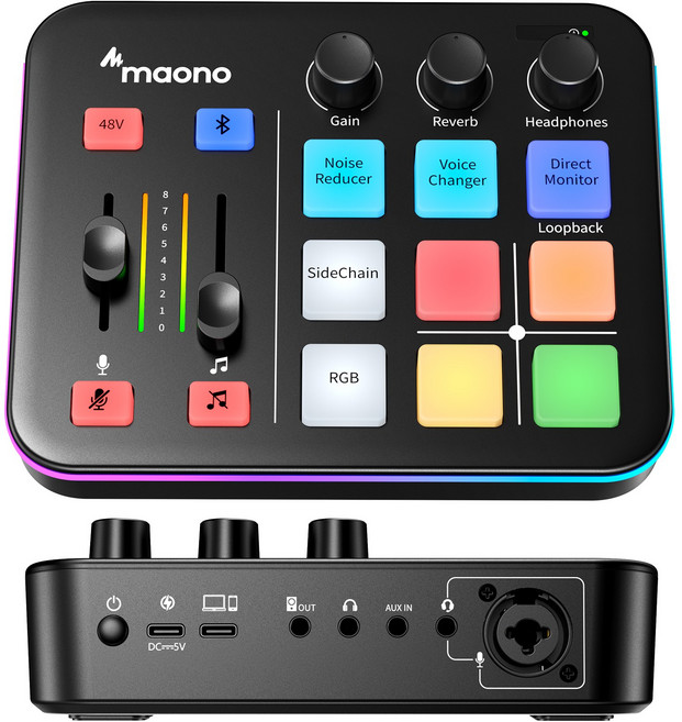 마오노 RGB 블루투스 오디오 게이밍 방송용 스트리밍용 인터페이스, 블랙, G1 NEO