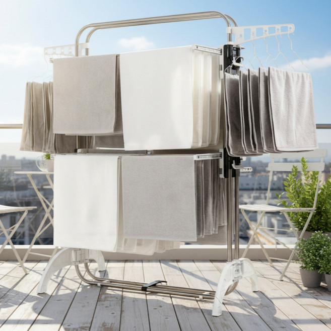 디허브 위싱 밀당 빨래건조대 스텐 중형 4단 5단 접이식 대형 이불