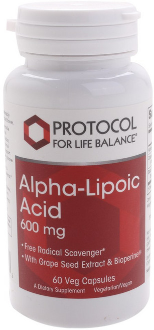 Protocol For Life Balance Alpha硫辛酸無麩質素食膠囊 600mg, 60顆, 1罐