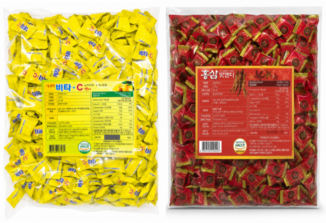 맘모스 대용량 사탕 비타C캔디 2kg + 홍삼캔디 2kg, 1세트, 4kg