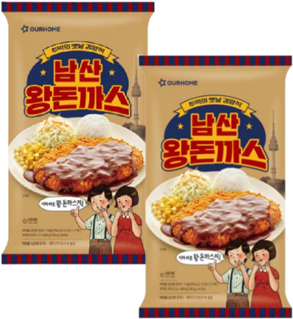 아워홈 경양식 남산 왕돈까스 1.36kg 4인 신선포장 아이스박스 + 아이스팩, 1.4kg, 2개