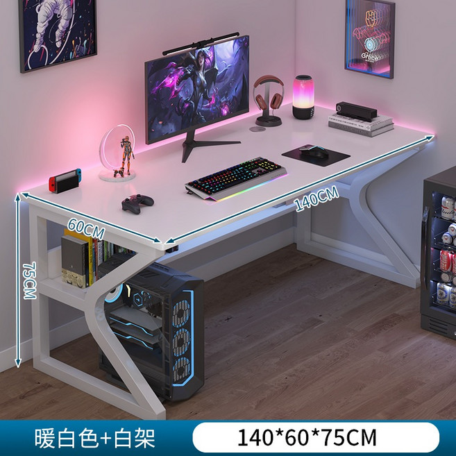 電腦桌 簡易工作檯 學生學習桌 臥室辦公桌, C型-白色,80*50*74cm, 白色