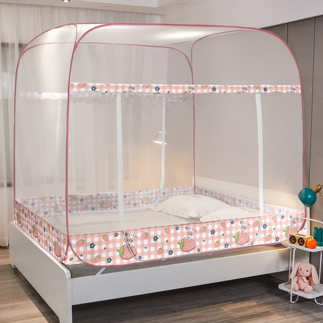 Jun.19 216번 신형 모기장 가정용 간이 1m58상 여름 2m 문양 u타입 무설치Z, 딸기 스 무 디