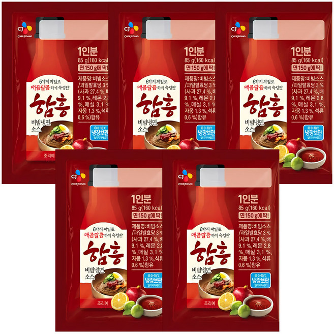 CJ제일제당 함흥비빔냉면소스, 85g, 5개