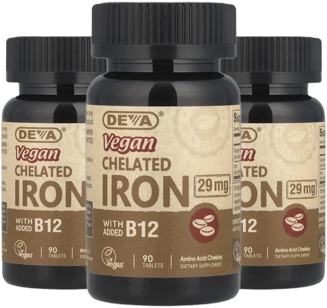 데바 3개X 비건 킬레이트 철분 29mg 90 태블릿, 90정, 3개 - 쿠팡