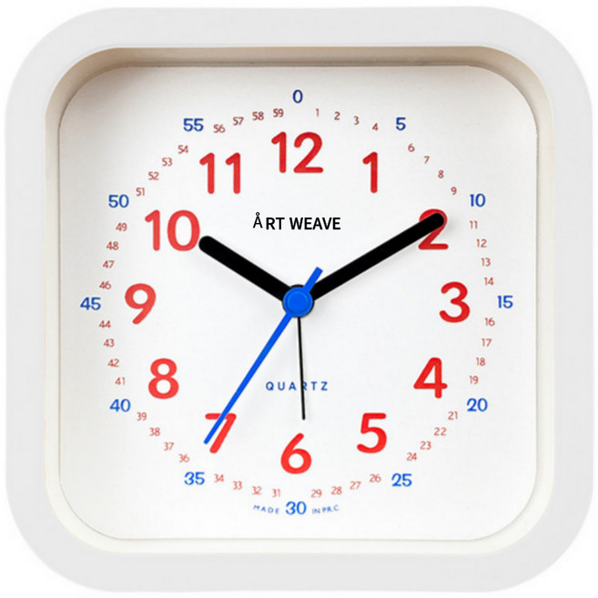 아트위브 심플 스퀘어 시간공부 겸용 탁상시계, 화이트