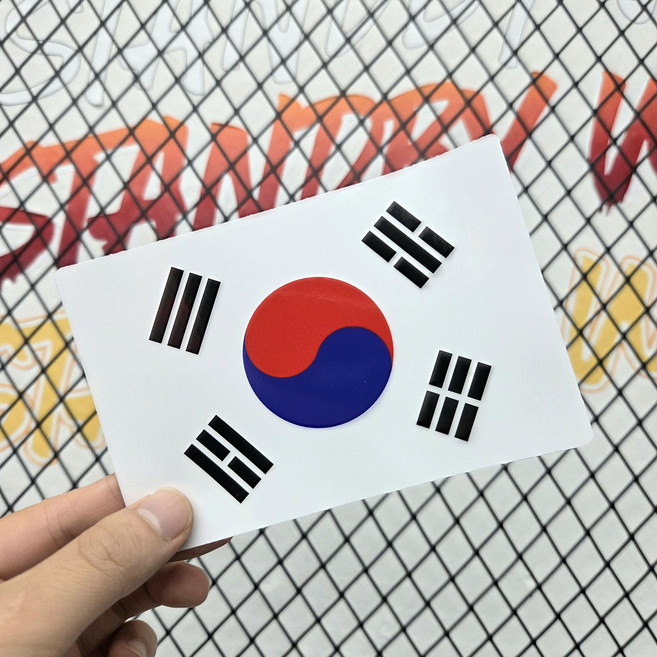 방수 태극기 스티커 2매 / 차량 캐리어 오토바이 부착용 / 일반 홀로그램, 2개, L 화이트 (14×9.3cm)