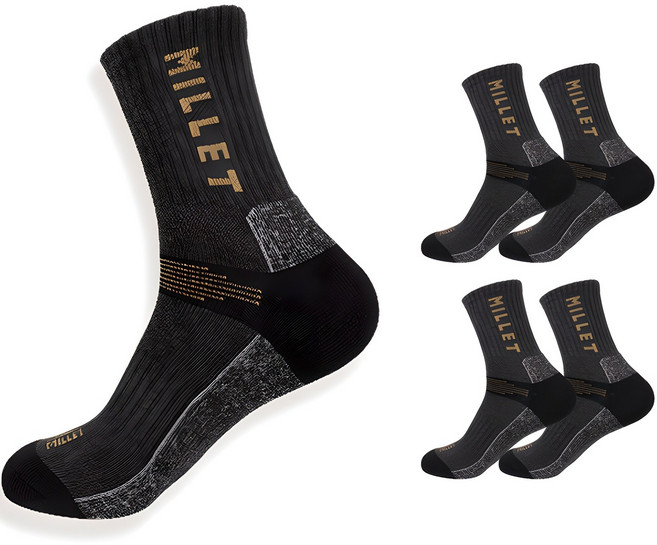 밀레 남성용 장목 등산 양말 5족, 챠콜, 1세트