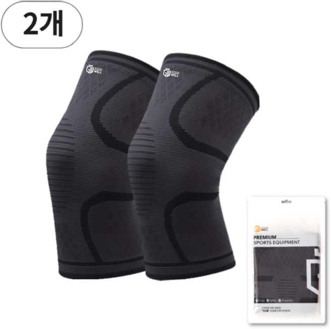 가드웰 편안한 무릎보호대, 2개, 블랙