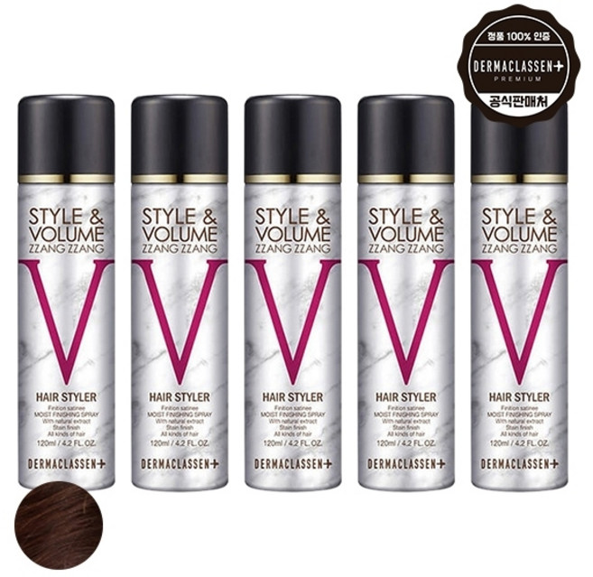 기타 더마클라센 스타일앤 볼륨짱짱 흑채 스프레이 자연갈색 120ml x5, 단품, 5개