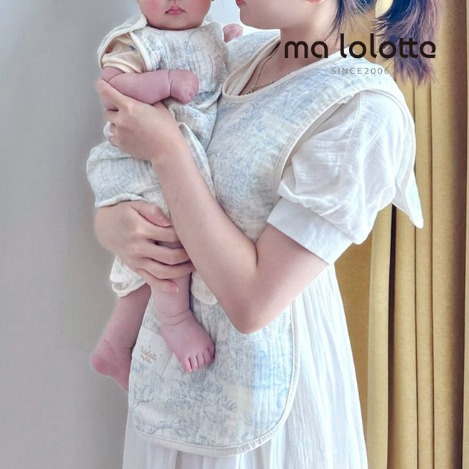 마롤로뜨 엄마 턱받이 수유 앞치마 가리개 가운 트림패드 침받이 조끼, 블루_뜨왈드주이 수유앞치마, 1개, 1개입