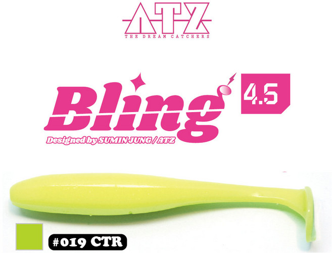 ATZ 블링 4.5 Bling 4.5 배스루어 배스낚시 쉐드웜 섀드웜, 019(CTR), 1개, 14g
