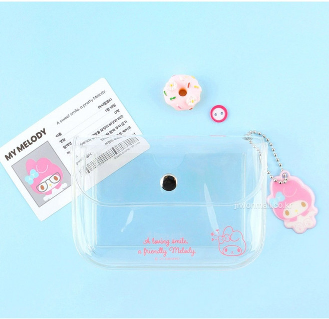 산리오 PVC 투명 카드 지갑 신용 포토 버스 카드 명함 지갑 가챠 파우치