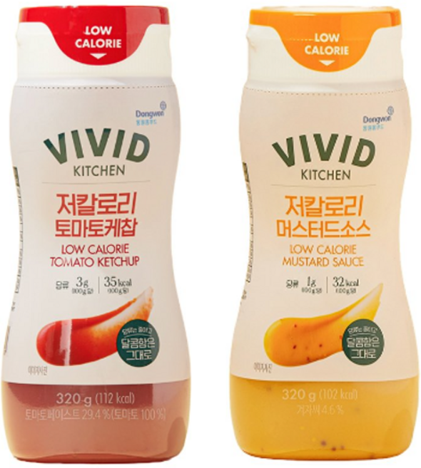 비비드키친 저칼로리 토마토케찹+머스타드소스, 1세트, 320g