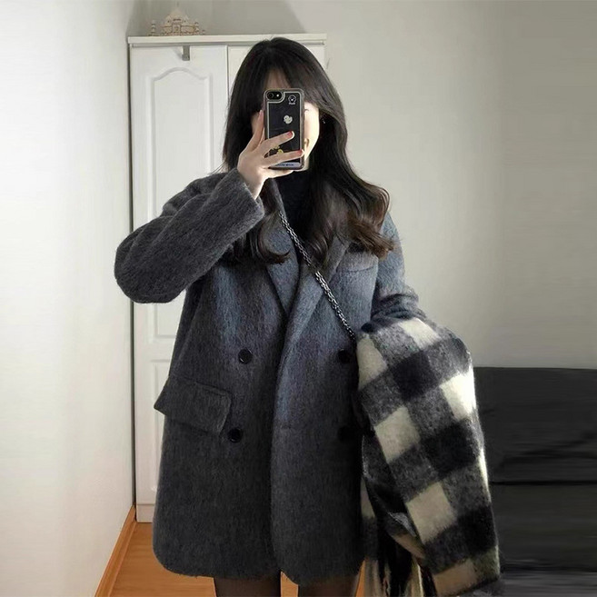 SAHINER 겨울 여성 포근 루즈핏 미니코트 BYRF14