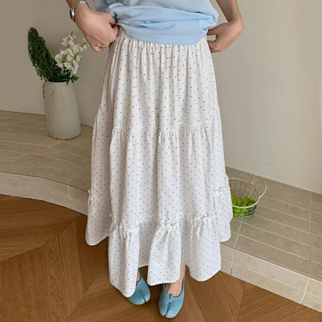 마이쏭 여성 봄 여름 롱치마 도트바스락캉캉롱스커트