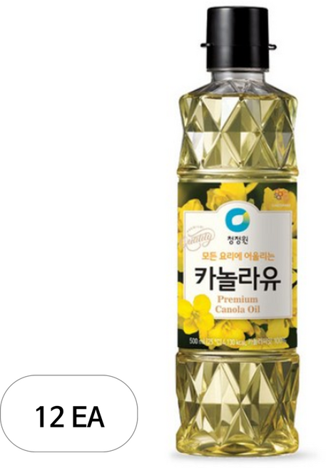 청정원 카놀라유, 500ml, 12개