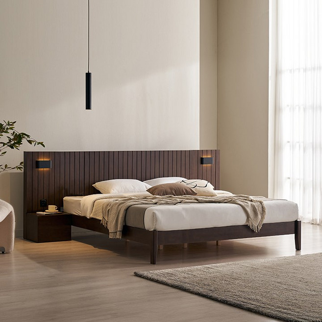 삼익가구 모네어 호텔 원목 침대 SS Q LK, 03. 월넛_매트제외