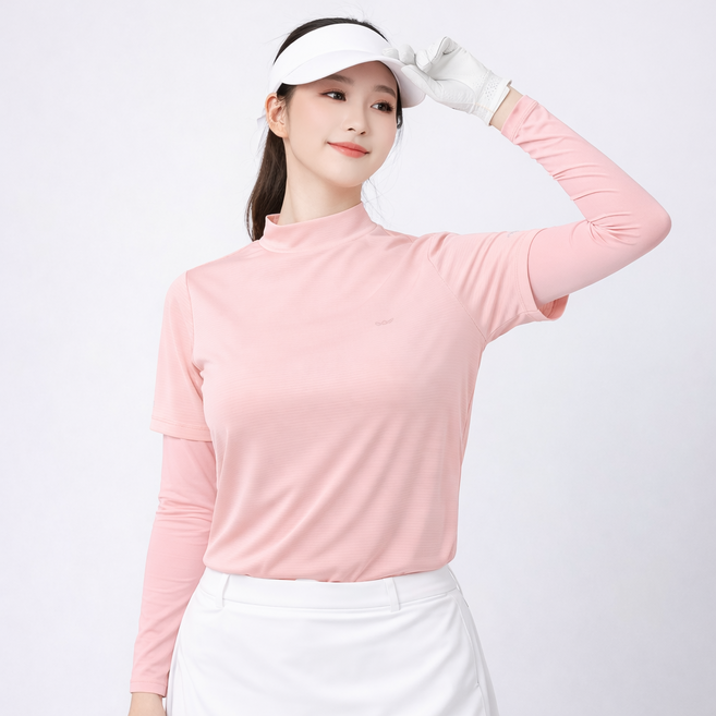 아소트 여성 냉감 반목 쿨티 프리미엄 일체형 토시티셔츠 골프 아웃도어 등산 작업복