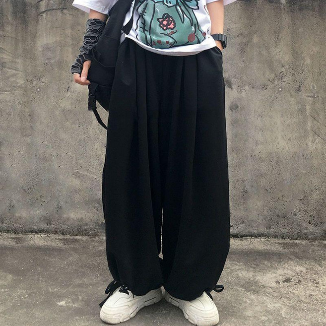 寬褲 抽繩束腳燈籠褲