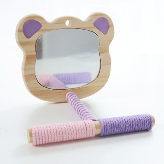 앵무새 거울 곰돌이 횃대 장난감 새장 용품 귀여워, 1개