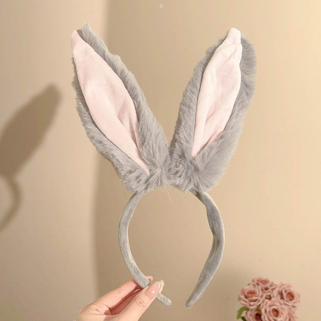 토끼 경관 주디 모자 파크 의상 귀 머리 장식 주토피아 머리장식, 래빗 경관 큰 귀 회색 머리띠
