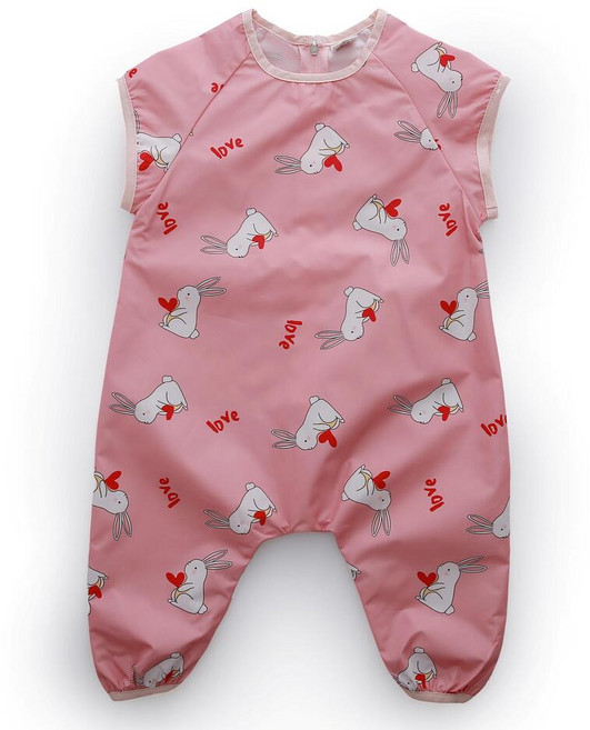 원라인 아기 유아 전신 미술가운 앞치마, 토끼(반팔)