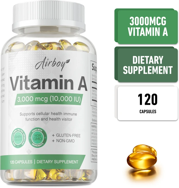 비타민 A 캡슐 3000mg - 면역 지원 눈 건강 - 글루텐 프리 & 비GMO, 1개, 60정 - 쿠팡