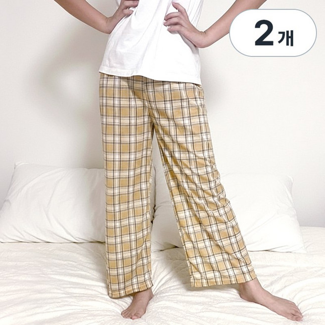 1+1 바바 체크 파자마 바지 홈웨어 9부 긴바지 잠옷바지