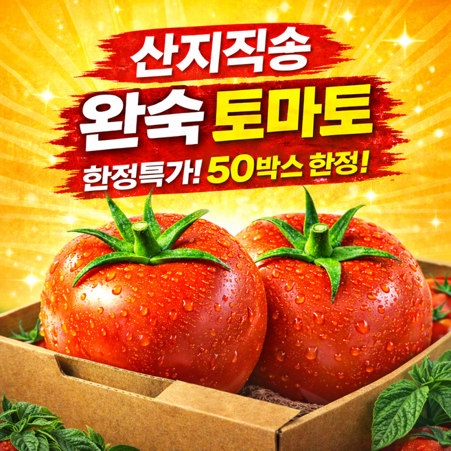 [선착특가50박스한정] 산지직송 장인선별 완숙토마토 신선보장, 1박스, 5kg