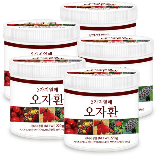 푸른들판 오자환 오미자 복분자 산수유 구기자 연자육 환 추천, 220g, 5개