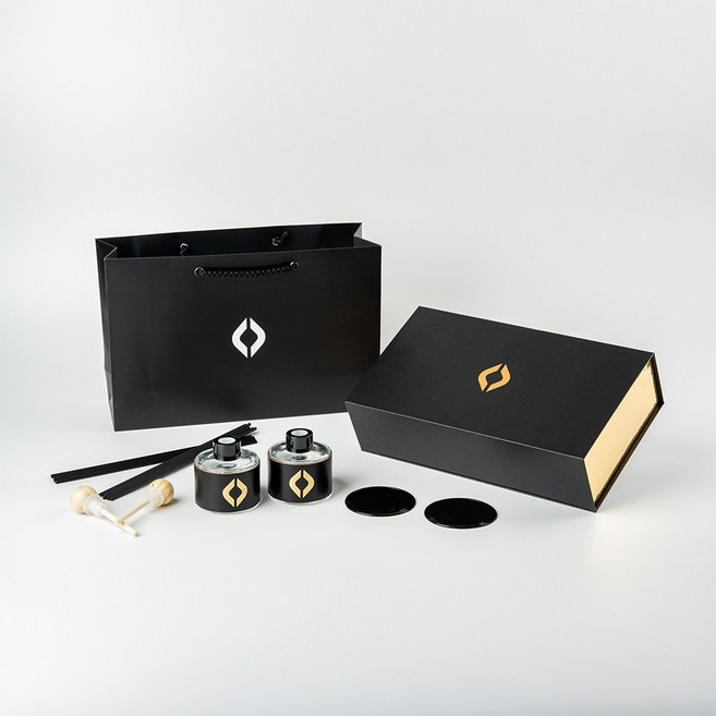 카든 레더볼 차량용 실내용 프리미엄 방향제 디퓨저, 에트린넨 (블랙), 2개