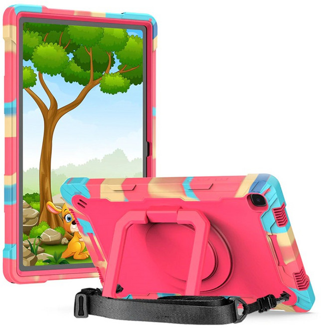 스냅케이스 갤럭시탭 스퀘어 아머 스트랩 케이스, 레인보우핑크