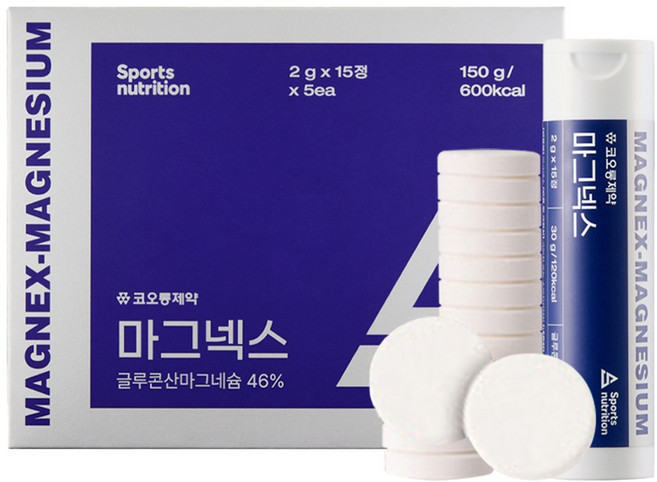 코오롱 마그넥스 1박스(15정x5통) 씹어먹는 마그네슘, 5개, 15정