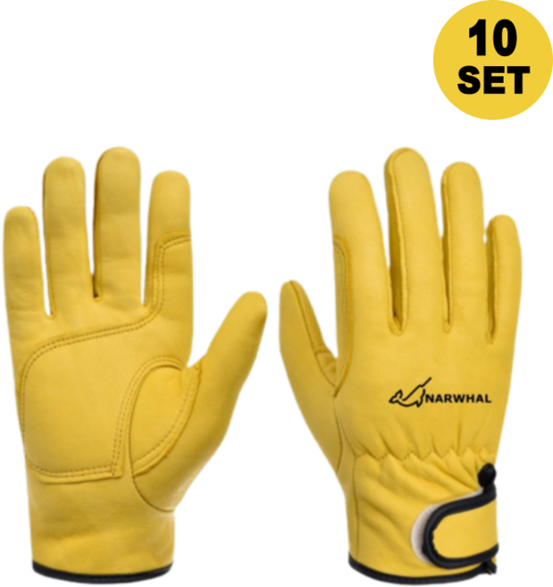 용접장갑 안전 캠핑용 원예 바비큐 알곤 장갑 - 나르웨일통상, 노란색 - 양피, 10세트