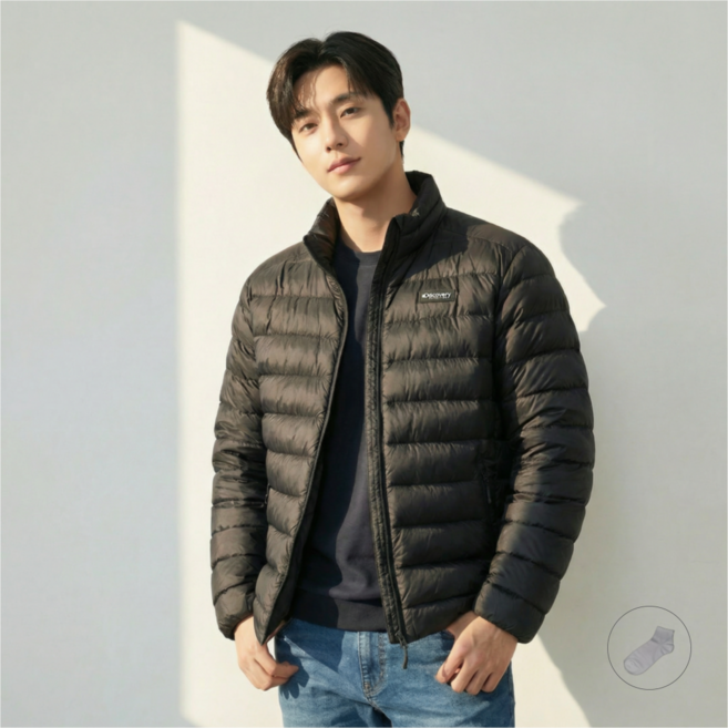 [백화점정품] 디스커버리 남성 올버트 구스다운 간절기 한겨울 이너 아우터 초경량패딩(카뭉 양말 증정)