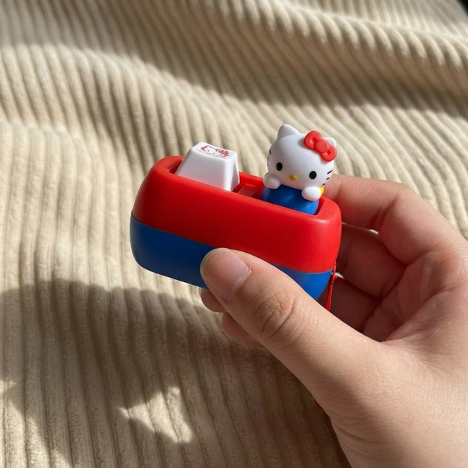 LED 고양이 키캡 키링 키보드 클릭커 클리커 딸깍이 키홀더 스트레스 해소 장난감, 1개, 레드