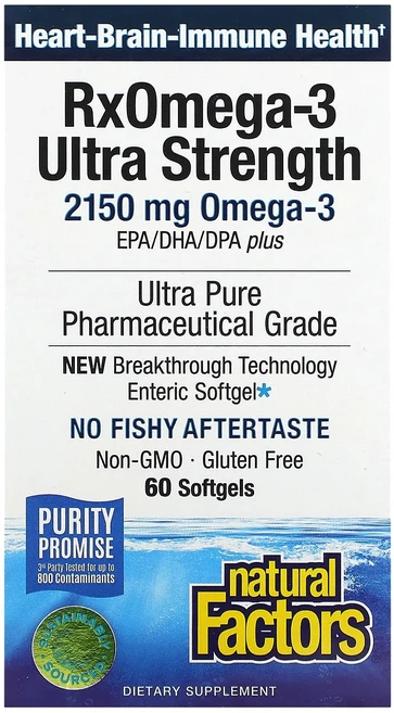 새해 첫좋은선물 Natural Factors Rx오메가3 울트라 스트렝스 소프트젤 60정(소프트젤 1정당 1075mg) 제대로 할인합니다, NaturalFactorsRx오메가3울트라스트렝스소프트, 1개, 60정 - 쿠팡